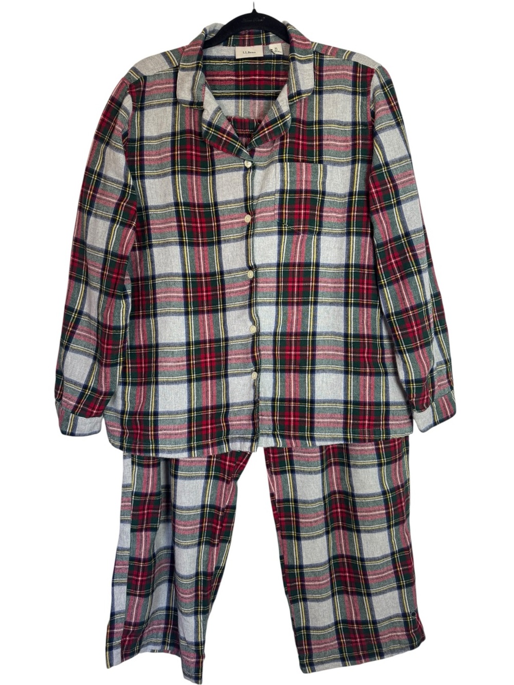 LL Bean Plaid Flannel Woman’s XL Pajama Set - Red & Gray